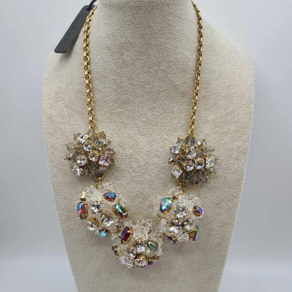 Exquisite! NWT J Crew Rhinestone Crystal Statement Snowball Necklace - Picture 6 of 14